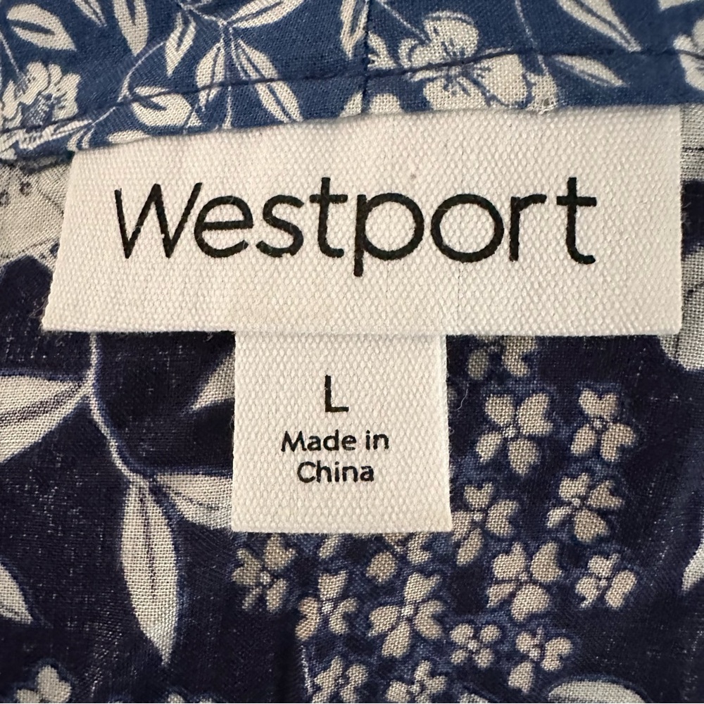 Navy Blue & White Floral Kimono Cardigan with Lace Trim – Size Large - Picture 6 of 8